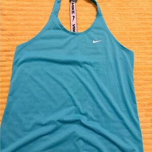 Nike Women's Teal Racerback Tank Top with White Swoosh